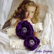Purple wedding garters - Pour mon amour - wedding garter set